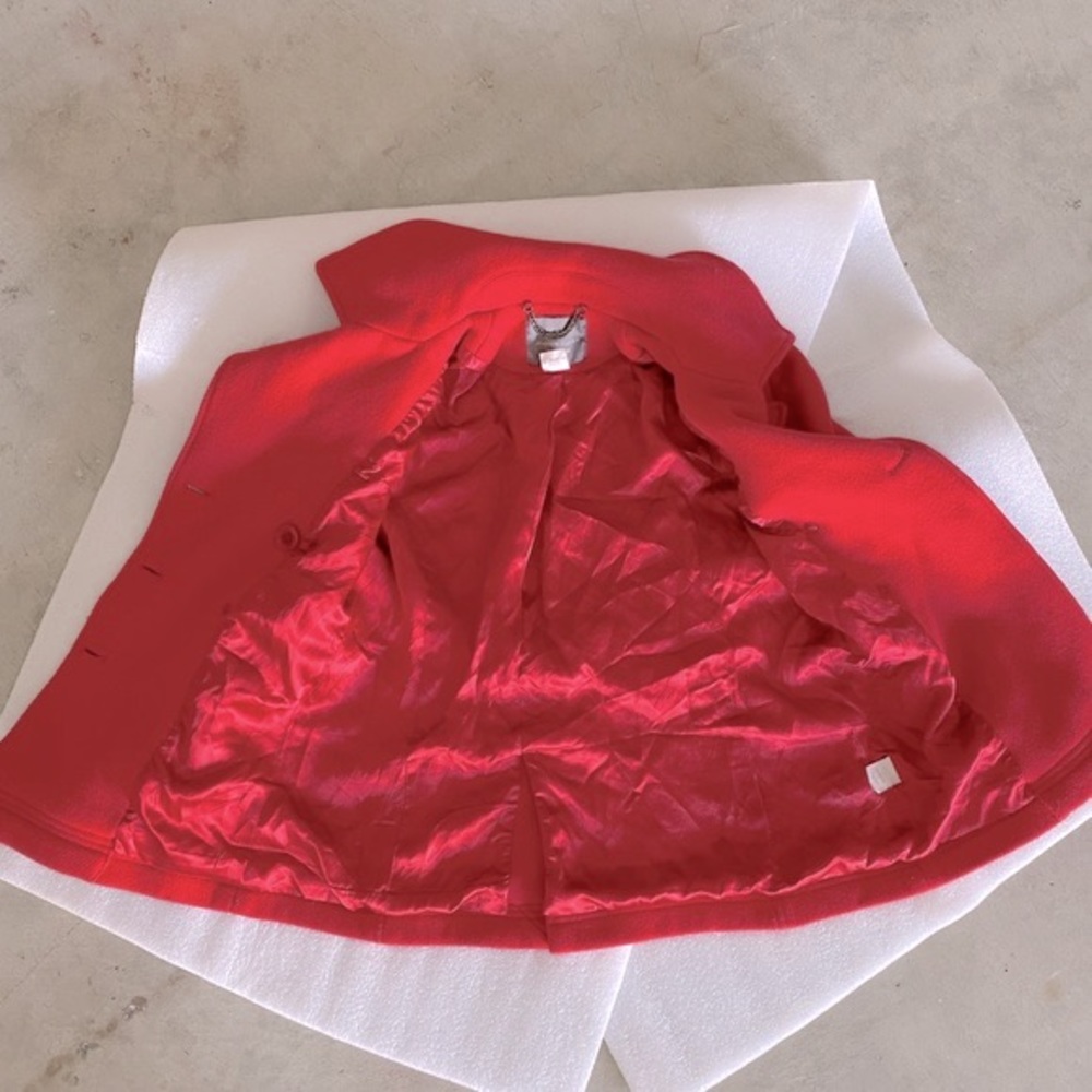J Crew Women’s Red Pea Coat Stadium Cloth Nello Gori - Picture 3 of 9